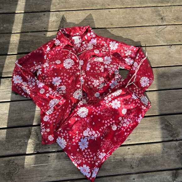 PINK By Victoria’s‎ Secret Red Satin Pajamas Small - Picture 2 of 6